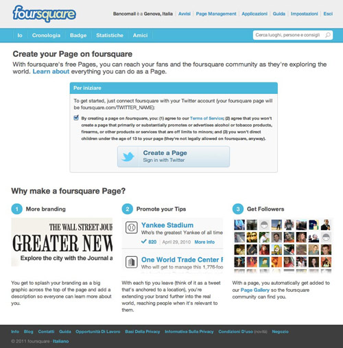 Foursquare - La brand page